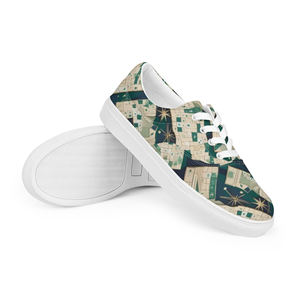 Celestial Cartography on Men's Lace-Up Canvas Shoes — Right Front