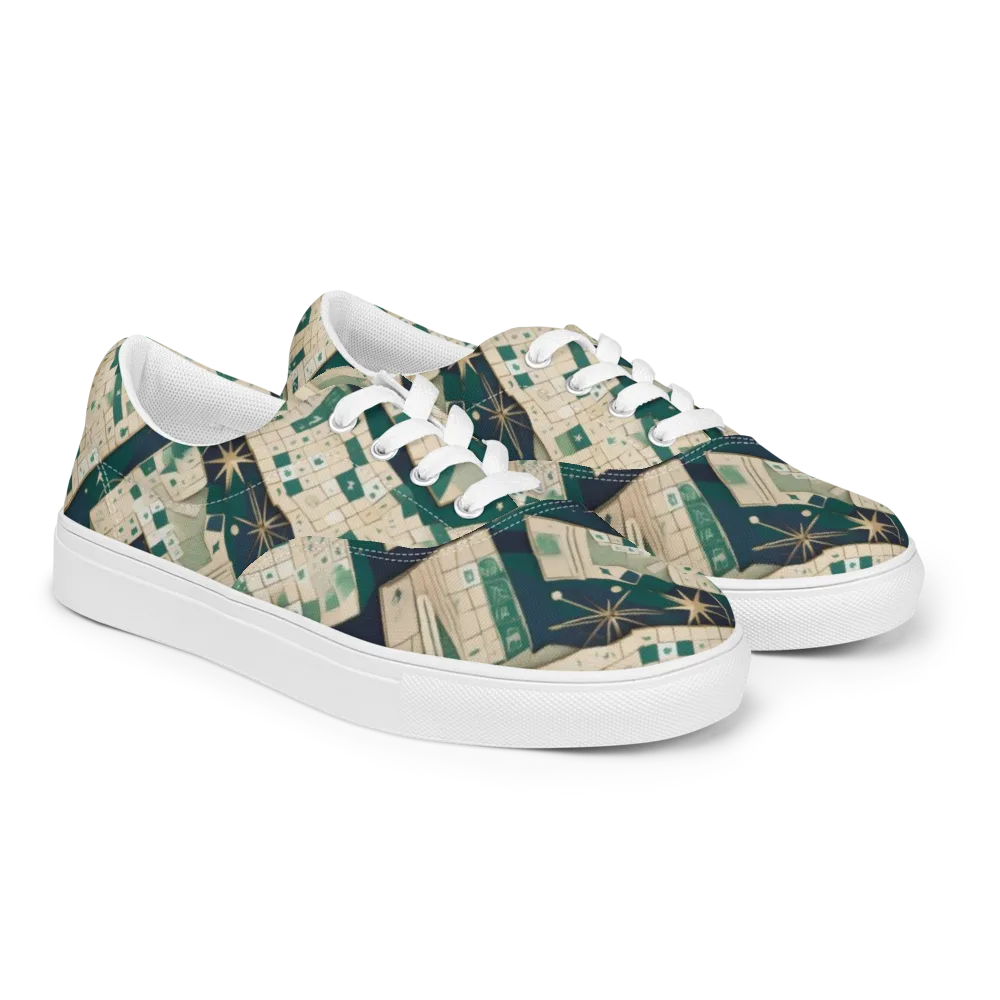 Celestial Cartography on Men's Lace-Up Canvas Shoes — Right Front