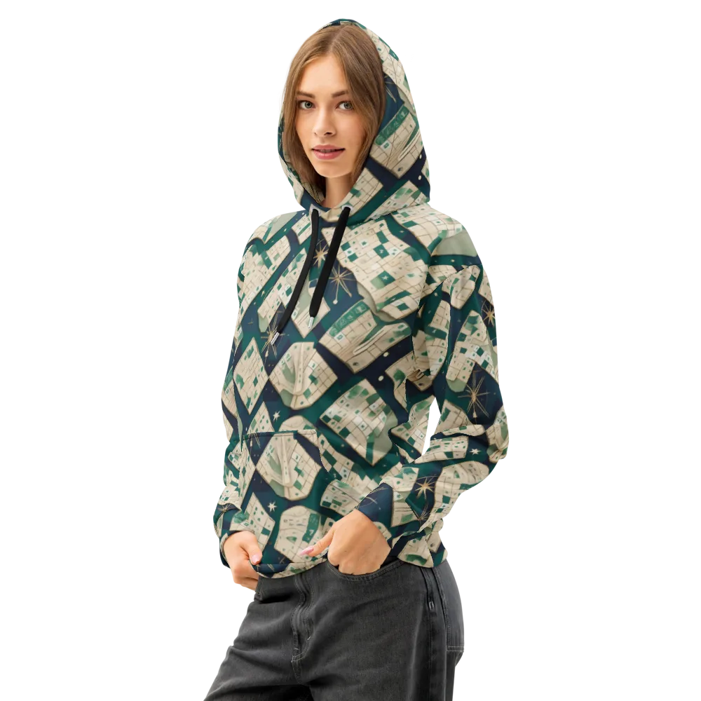 Celestial Cartography on Cotton Hoodie — Left Front
