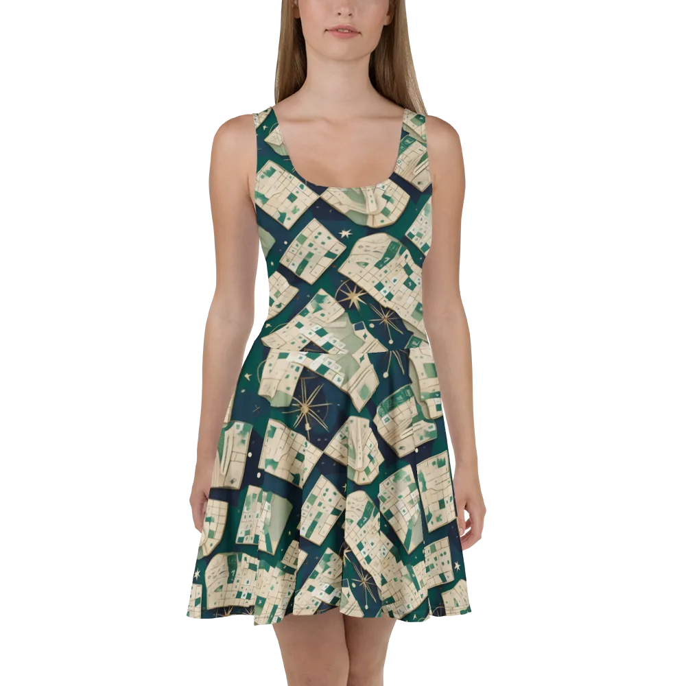 Celestial Cartography on Skater Dress — Front