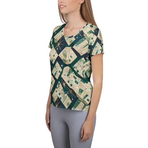 Celestial Cartography on a Women's Athletic T-Shirt