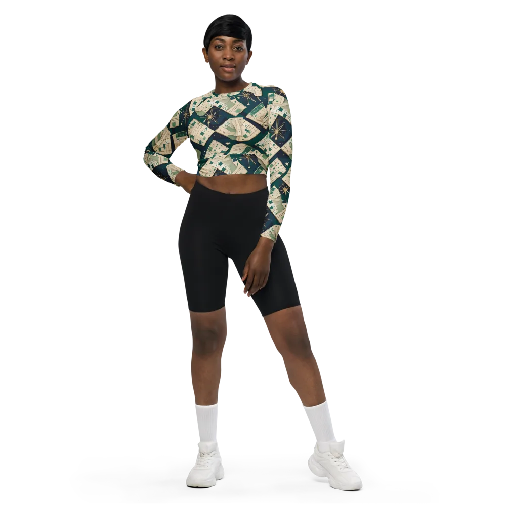 Celestial Cartography on Long Sleeve Crop Top — Front
