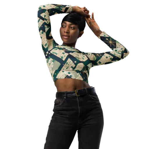 Celestial Cartography on a Long Sleeve Crop Top