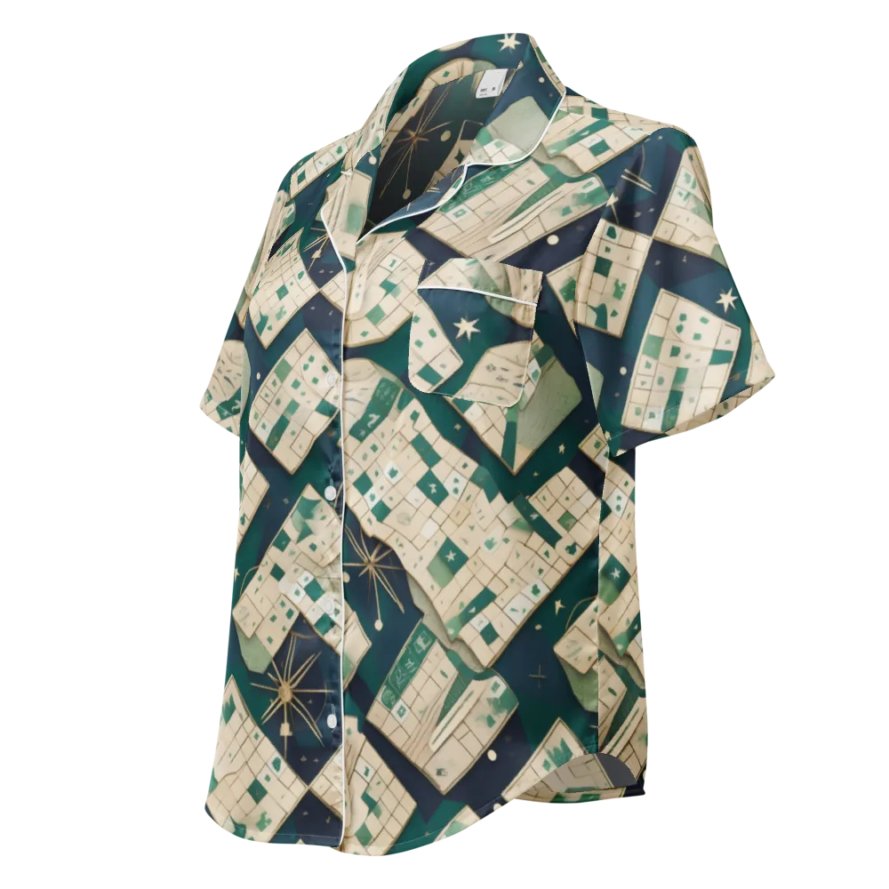 Celestial Cartography on Women's Short Sleeve Pajama Top — Left Front