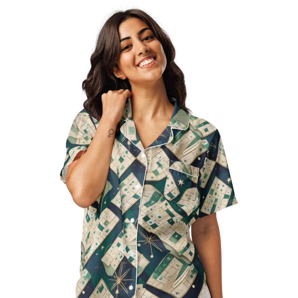 Celestial Cartography on Women's Short Sleeve Pajama Top — Front