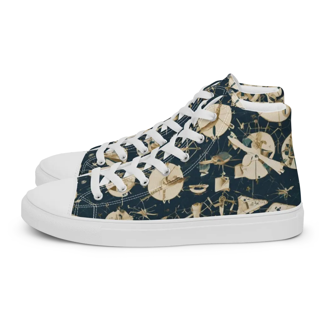 Celestial Instrument on Men's High Top Canvas Shoes — Left