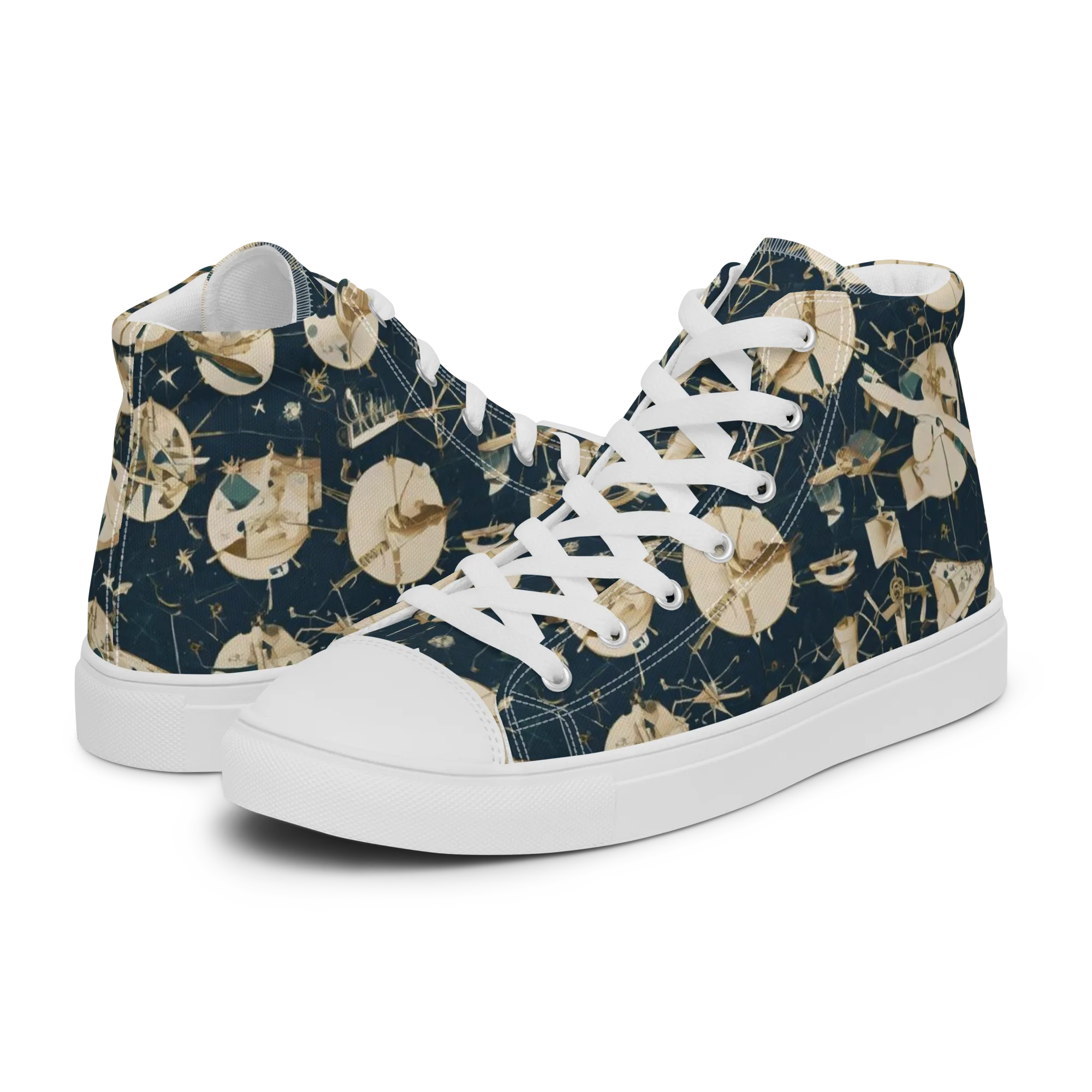 Celestial Instrument on Men's High Top Canvas Shoes — Left