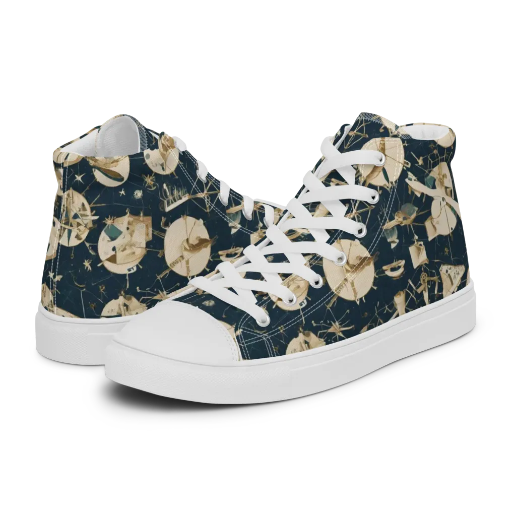 Celestial Instrument on Men's High Top Canvas Shoes — Left