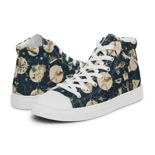 Celestial Instrument on a Men's High Top Canvas Shoes