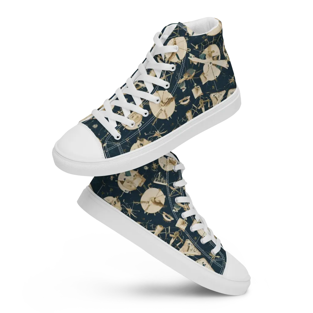 Celestial Instrument on Men's High Top Canvas Shoes — Front