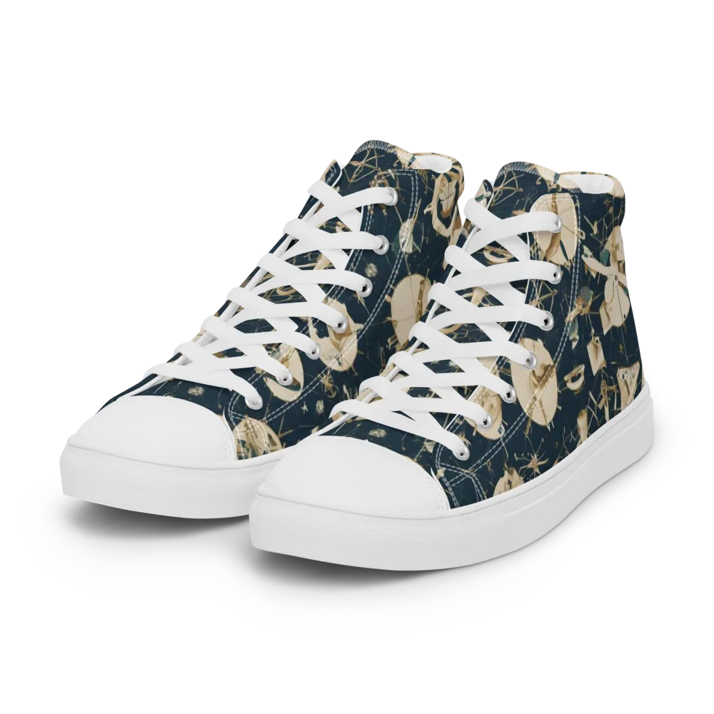 Celestial Instrument on Women's High Top Canvas Shoes — Left Front
