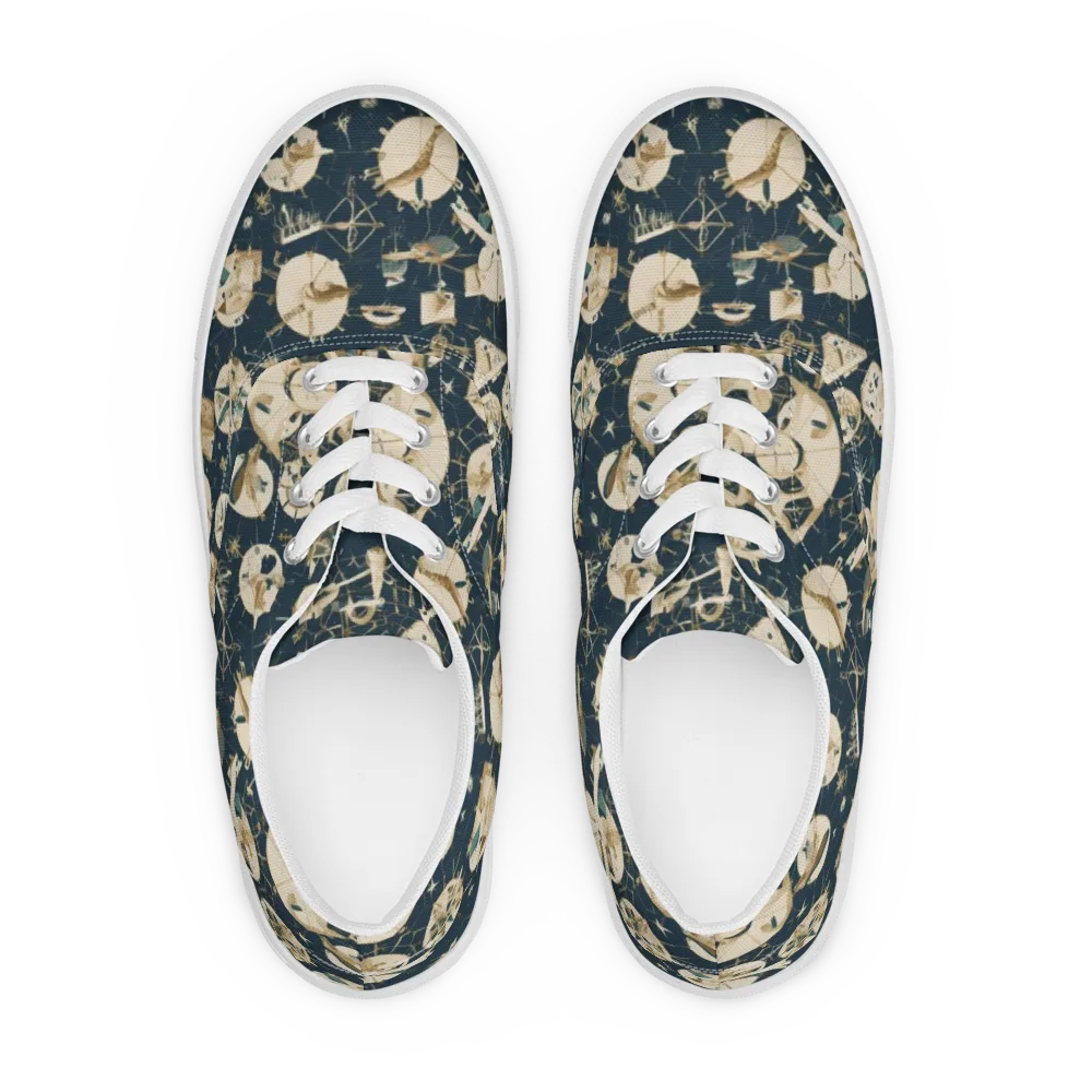 Celestial Instrument on Men's Lace-Up Canvas Shoes — Front