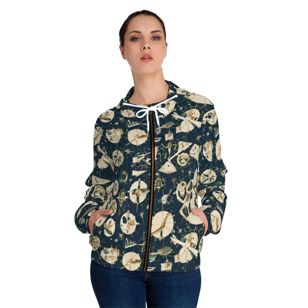 Celestial Instrument on Women's Full-Zip Hoodie — Front On Person