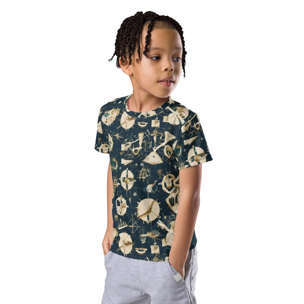 Celestial Instrument on Kids Crew Neck T-Shirt — Left Front