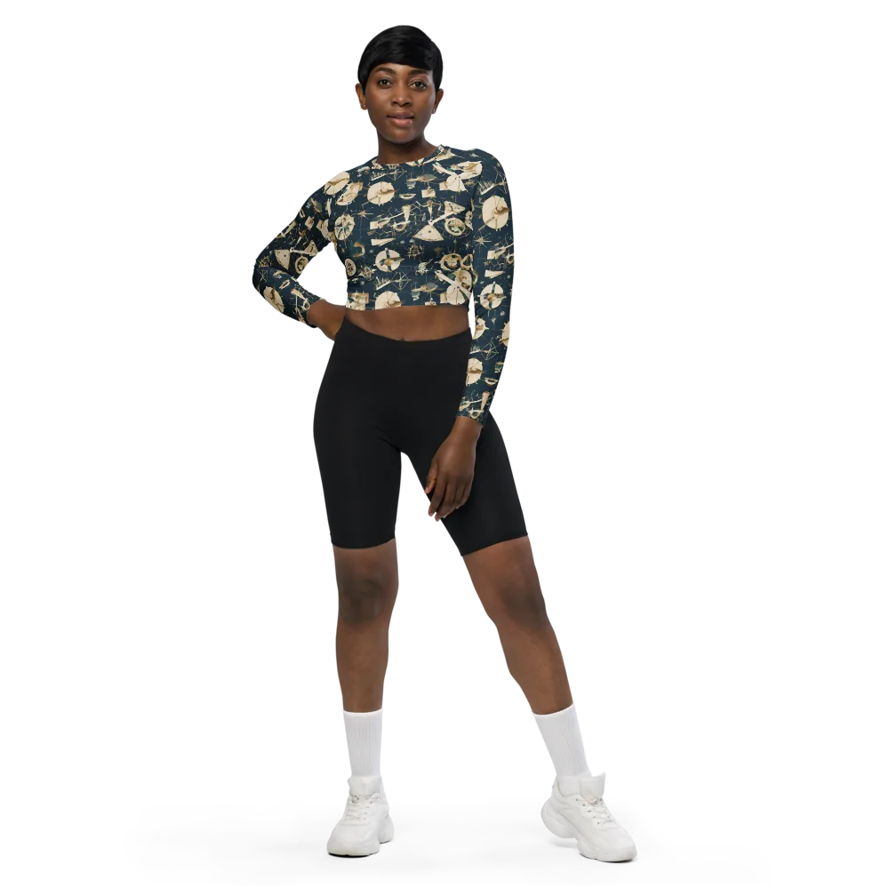 Celestial Instrument on Long Sleeve Crop Top — Front