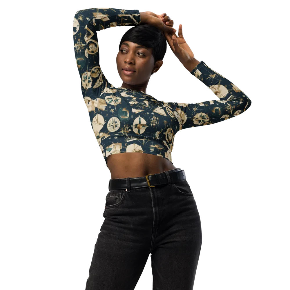 Celestial Instrument on Long Sleeve Crop Top — Front
