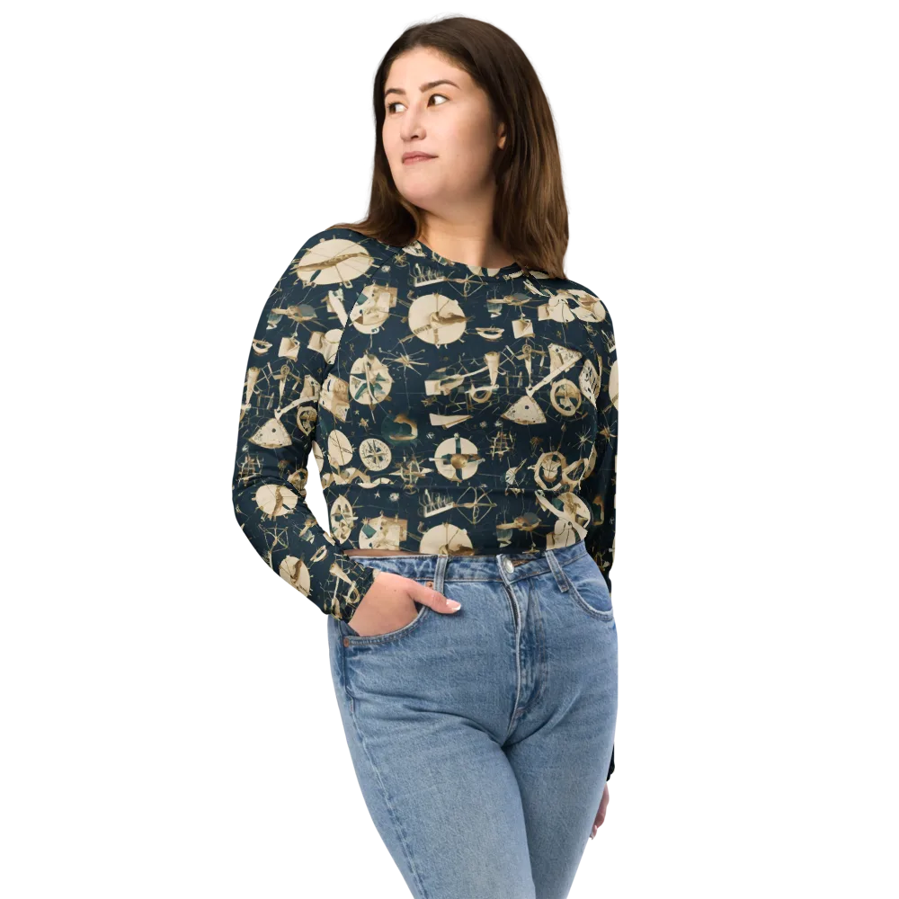 Celestial Instrument on Long Sleeve Crop Top — Front