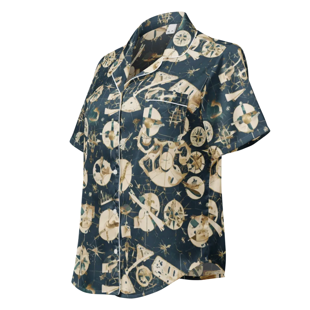 Celestial Instrument on Women's Short Sleeve Pajama Top — Left Front