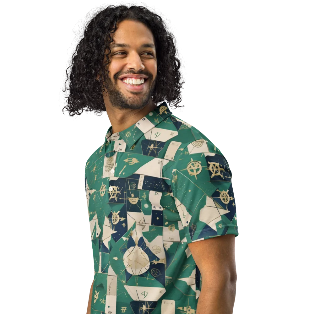 Cartographer’s Reverie on Men's Slim Fit Polo Shirt — Left Front