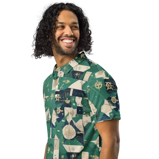 Cartographer’s Reverie on a Men's Slim Fit Polo Shirt