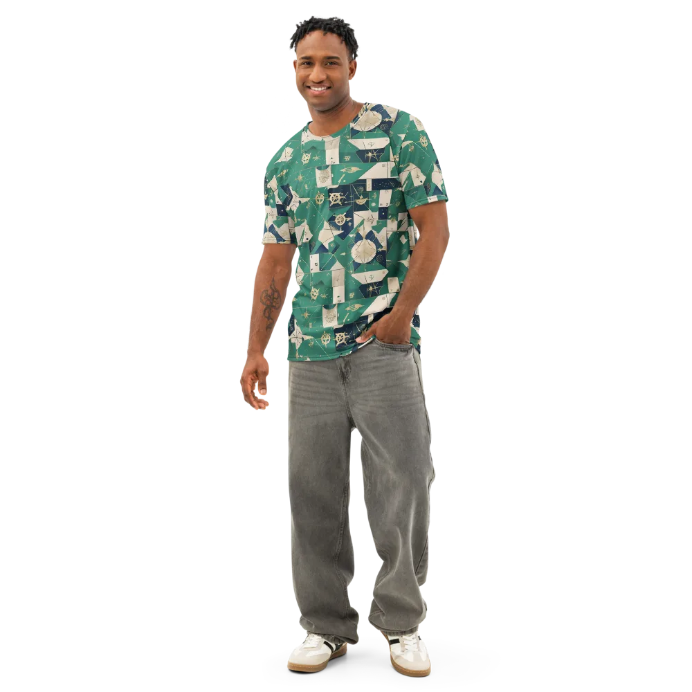 Cartographer’s Reverie on Men's Cotton Crew Neck T-Shirt — Front