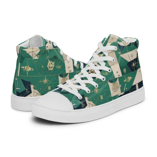 Cartographer’s Reverie on a Men's High Top Canvas Shoes