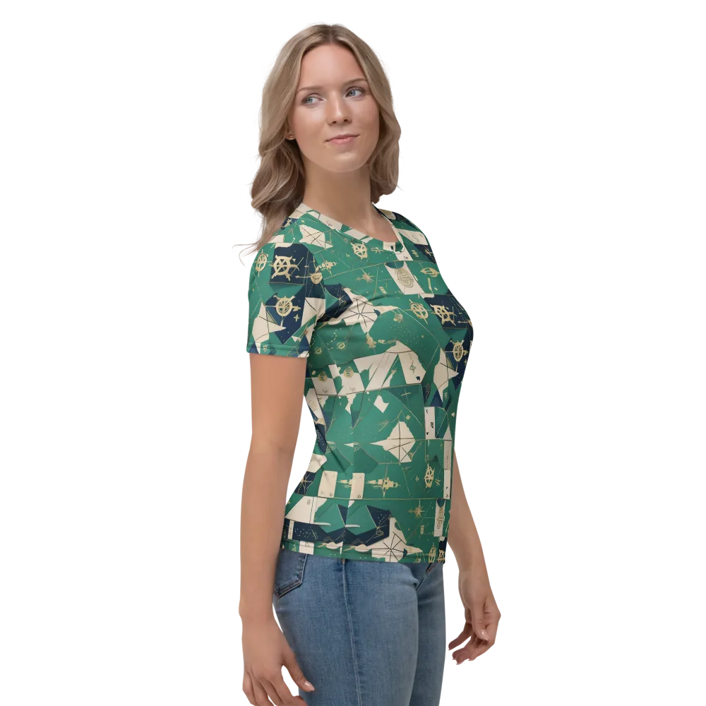 Cartographer’s Reverie on Women's Crew Neck T-Shirt — Right