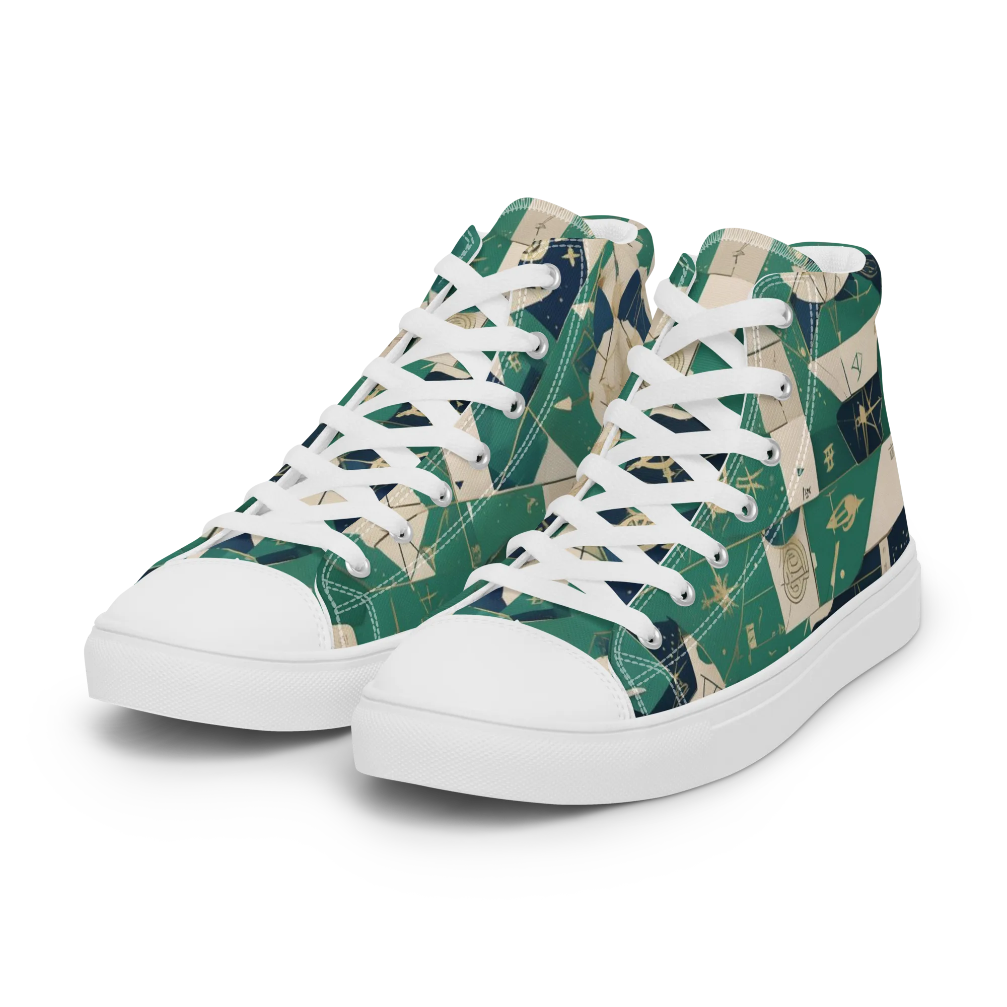 Cartographer’s Reverie on Women's High Top Canvas Shoes — Left Front