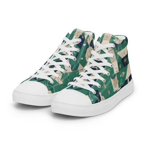 Cartographer’s Reverie on a Women's High Top Canvas Shoes