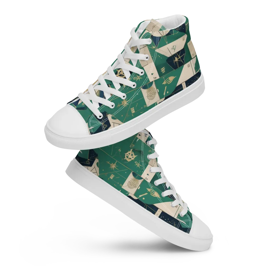 Cartographer’s Reverie on Women's High Top Canvas Shoes — Front