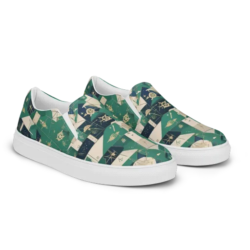 Cartographer’s Reverie on a Men's Slip-On Canvas Shoes