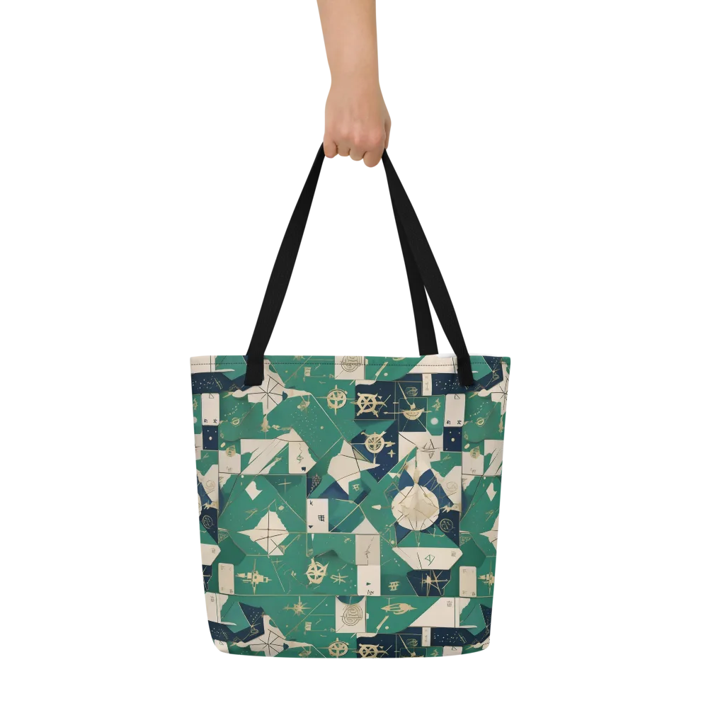 Cartographer’s Reverie on Large Tote Bag W/ Pocket — Front