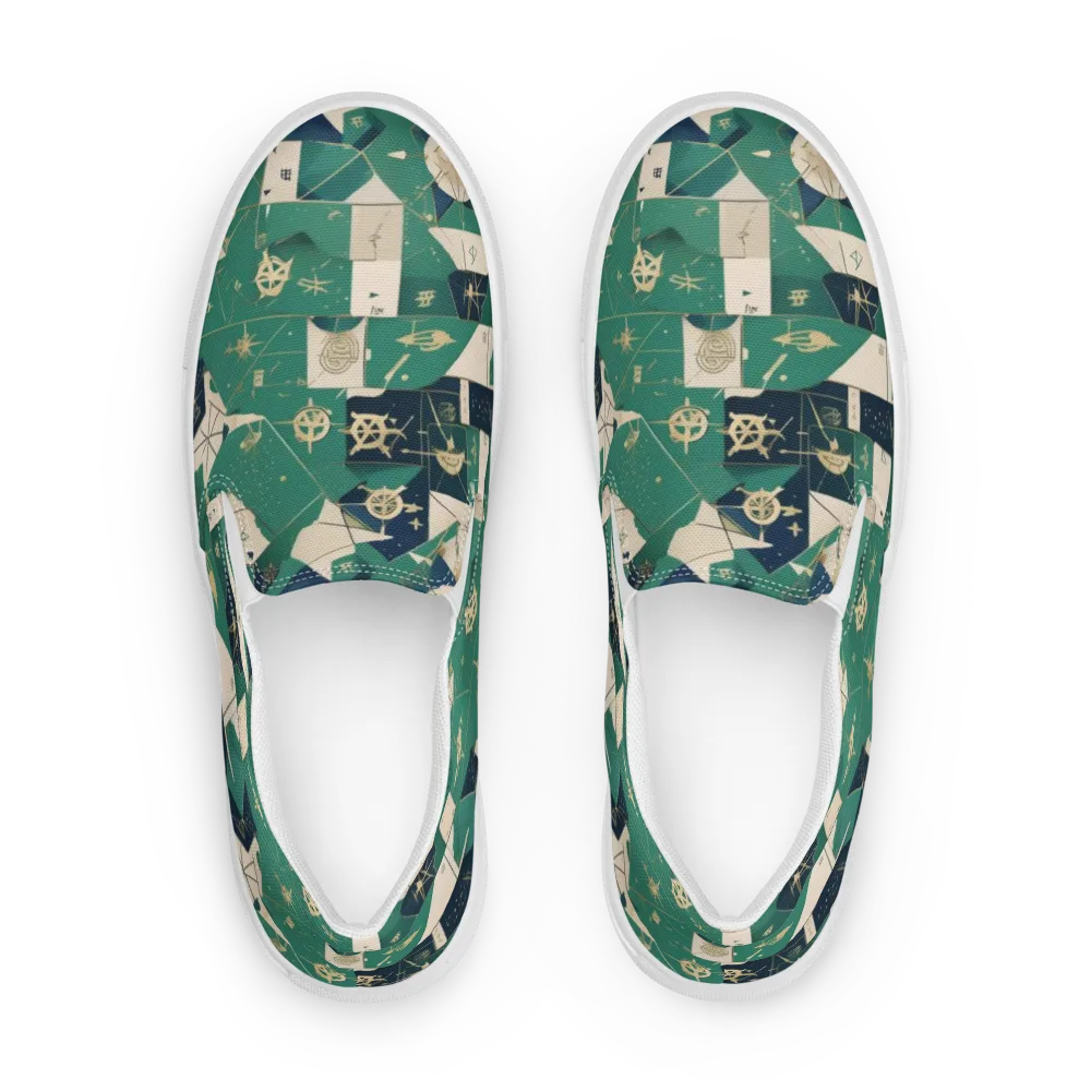 Cartographer’s Reverie on Women's Slip-On Canvas Shoes — Front