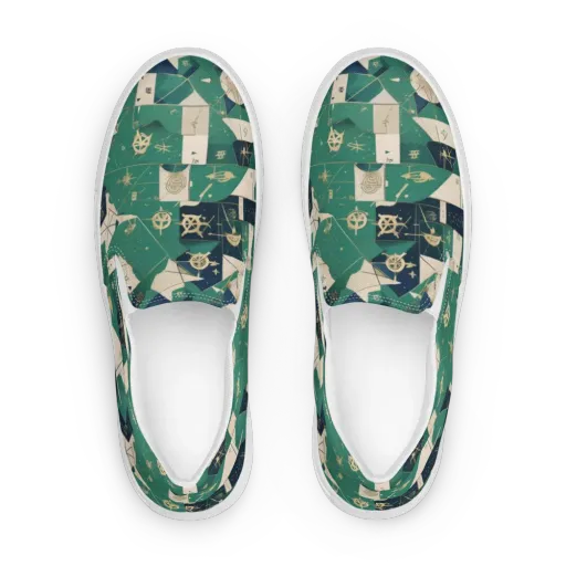 Cartographer’s Reverie on a Women's Slip-On Canvas Shoes
