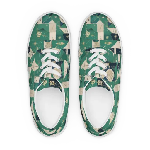 Cartographer’s Reverie on a Men's Lace-Up Canvas Shoes
