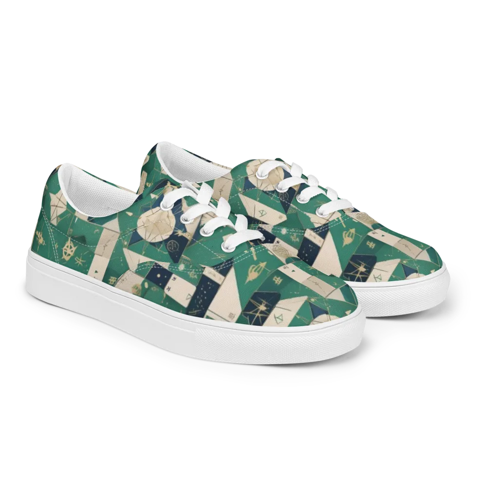 Cartographer’s Reverie on Men's Lace-Up Canvas Shoes — Right Front