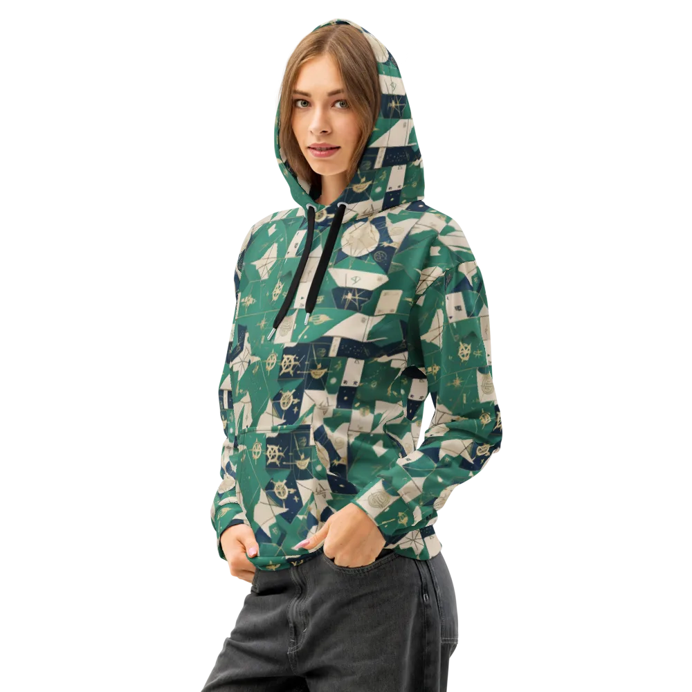 Cartographer’s Reverie on Cotton Hoodie — Left Front
