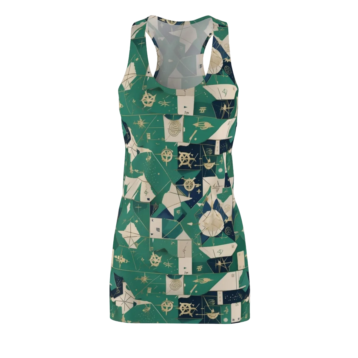 Cartographer’s Reverie on Racerback Dress — Front