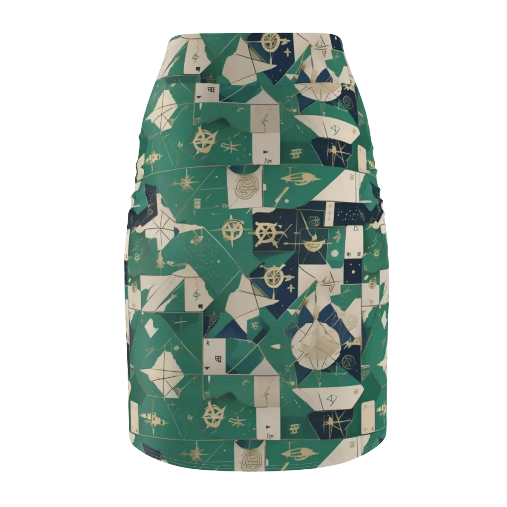 Cartographer’s Reverie on Pencil Skirt — Back