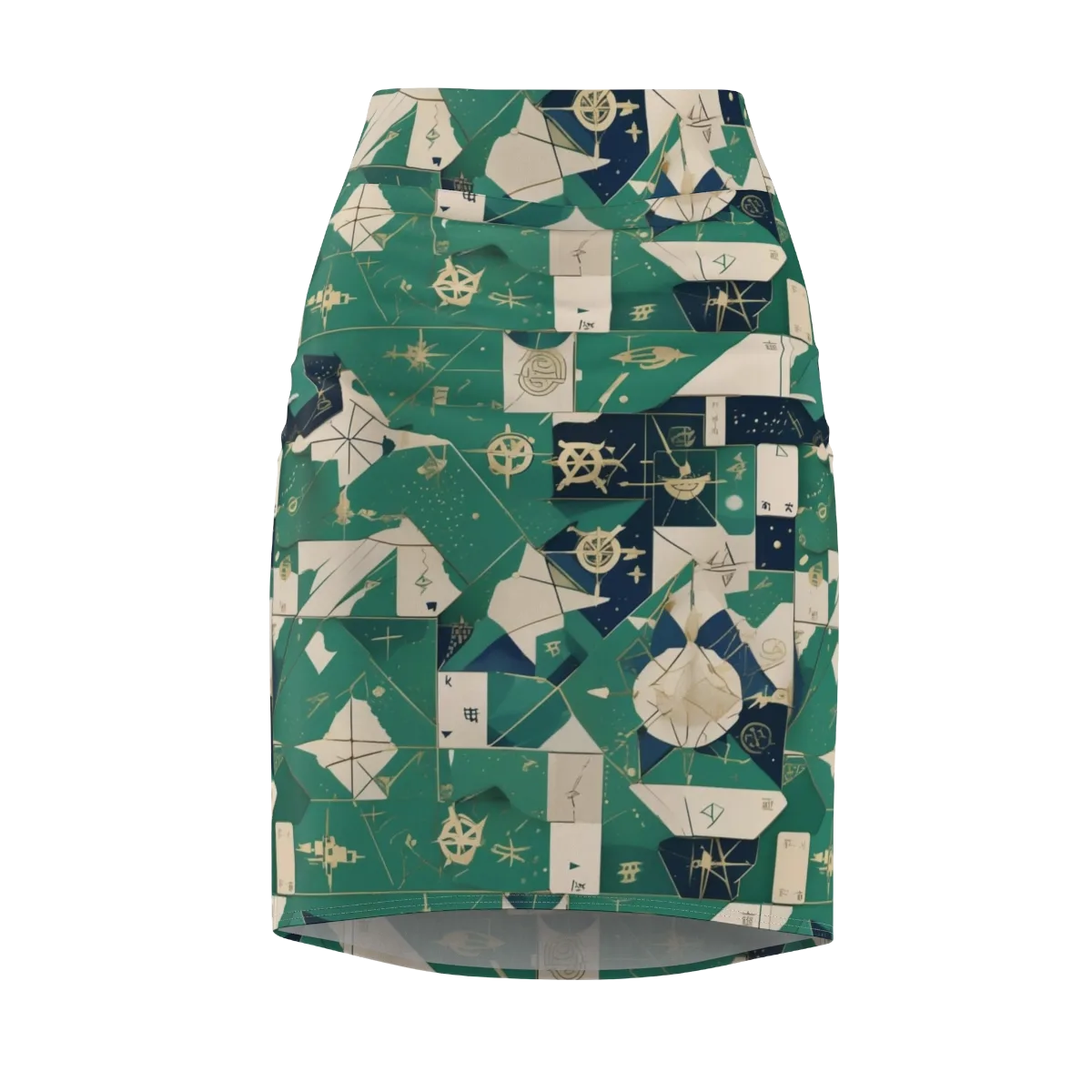 Cartographer’s Reverie on Pencil Skirt — Front