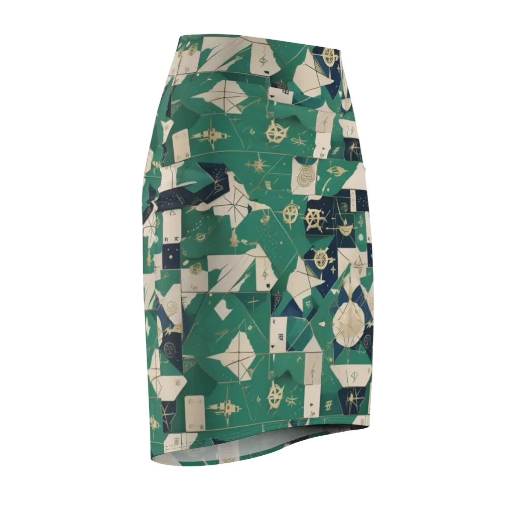 Cartographer’s Reverie on Pencil Skirt — Front Side