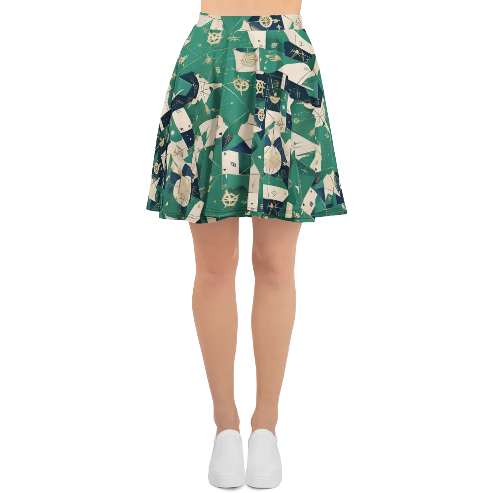 Cartographer’s Reverie on Skater Skirt — Front