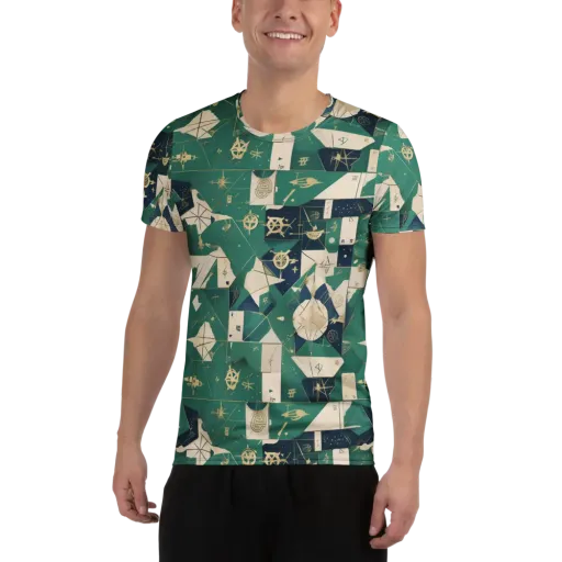 Cartographer’s Reverie on a Men's Athletic T-Shirt