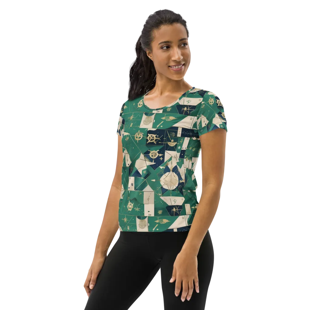 Cartographer’s Reverie on Women's Athletic T-Shirt — Left