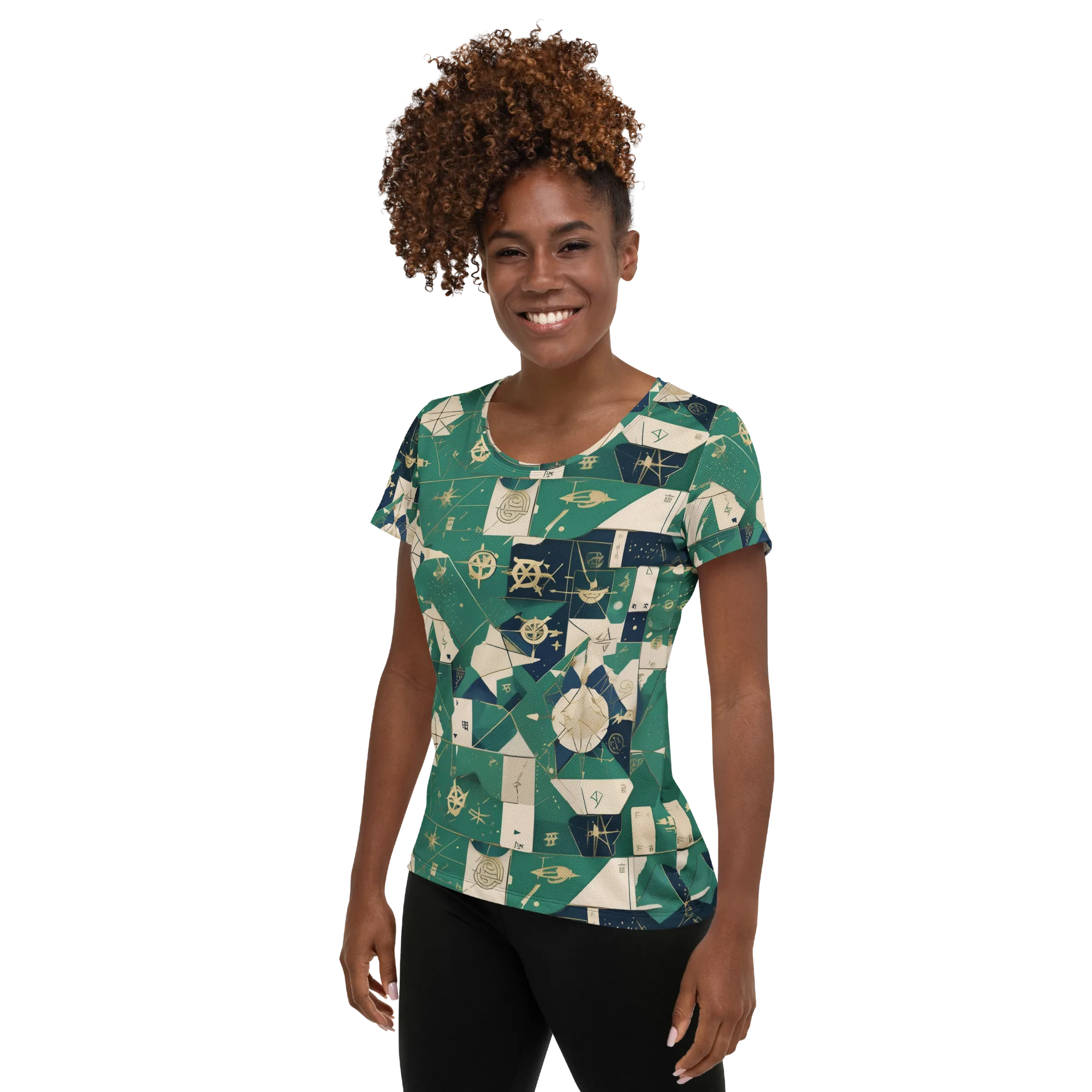 Cartographer’s Reverie on Women's Athletic T-Shirt — Left