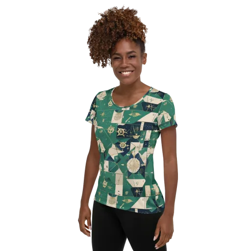 Cartographer’s Reverie on a Women's Athletic T-Shirt