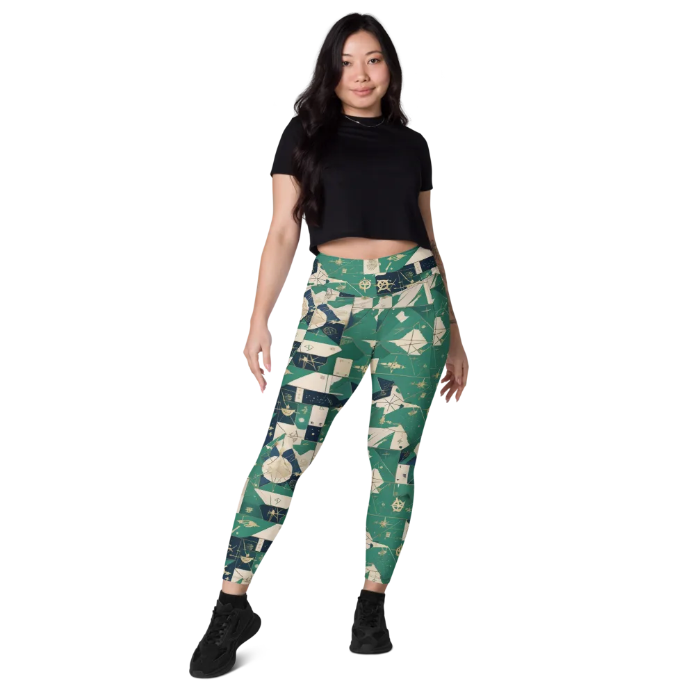 Cartographer’s Reverie on Leggings with Pockets — Front