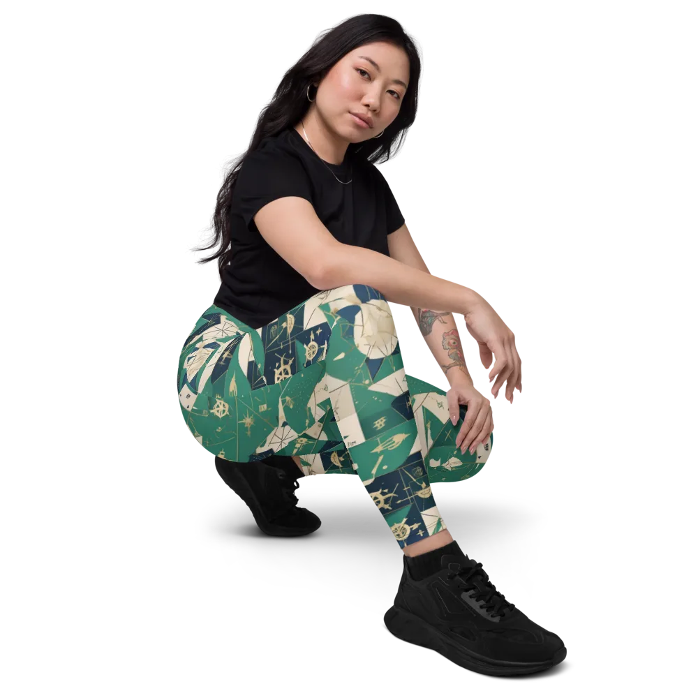Cartographer’s Reverie on Leggings with Pockets — Right Front
