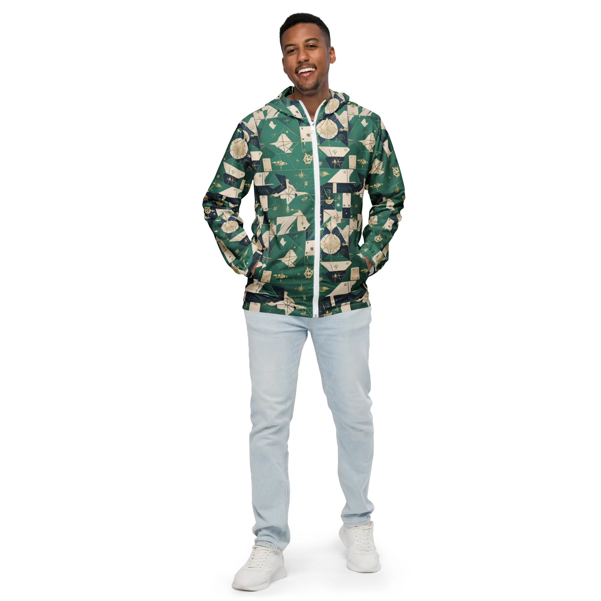 Cartographer’s Reverie on Men's Windbreaker — Front