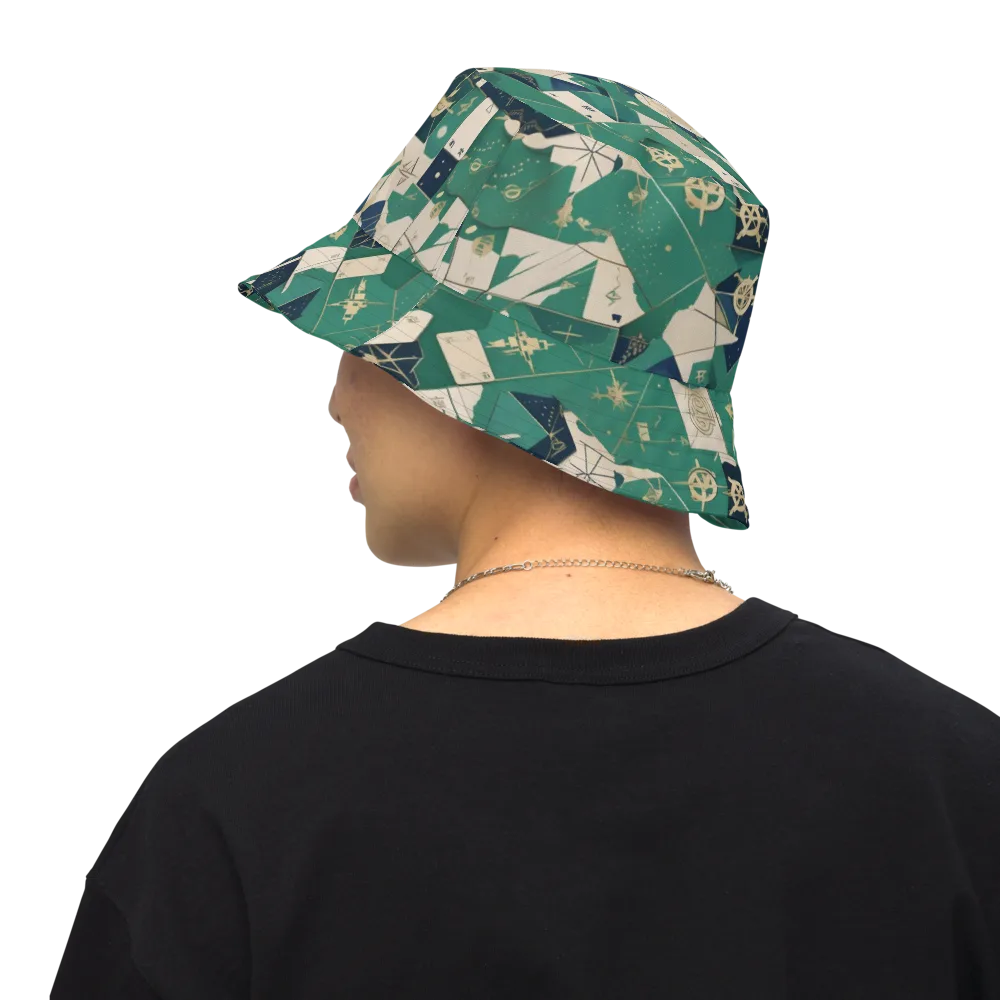 Cartographer’s Reverie on Reversible Bucket Hat — Back Inside